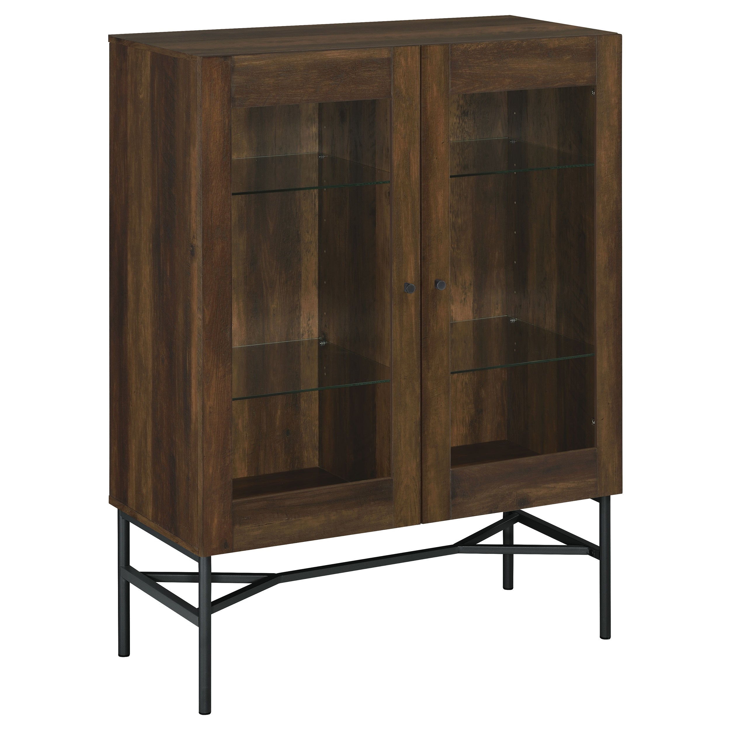 Bonilla 2-door Accent Cabinet with Glass Shelves Accent Cabinet Brown