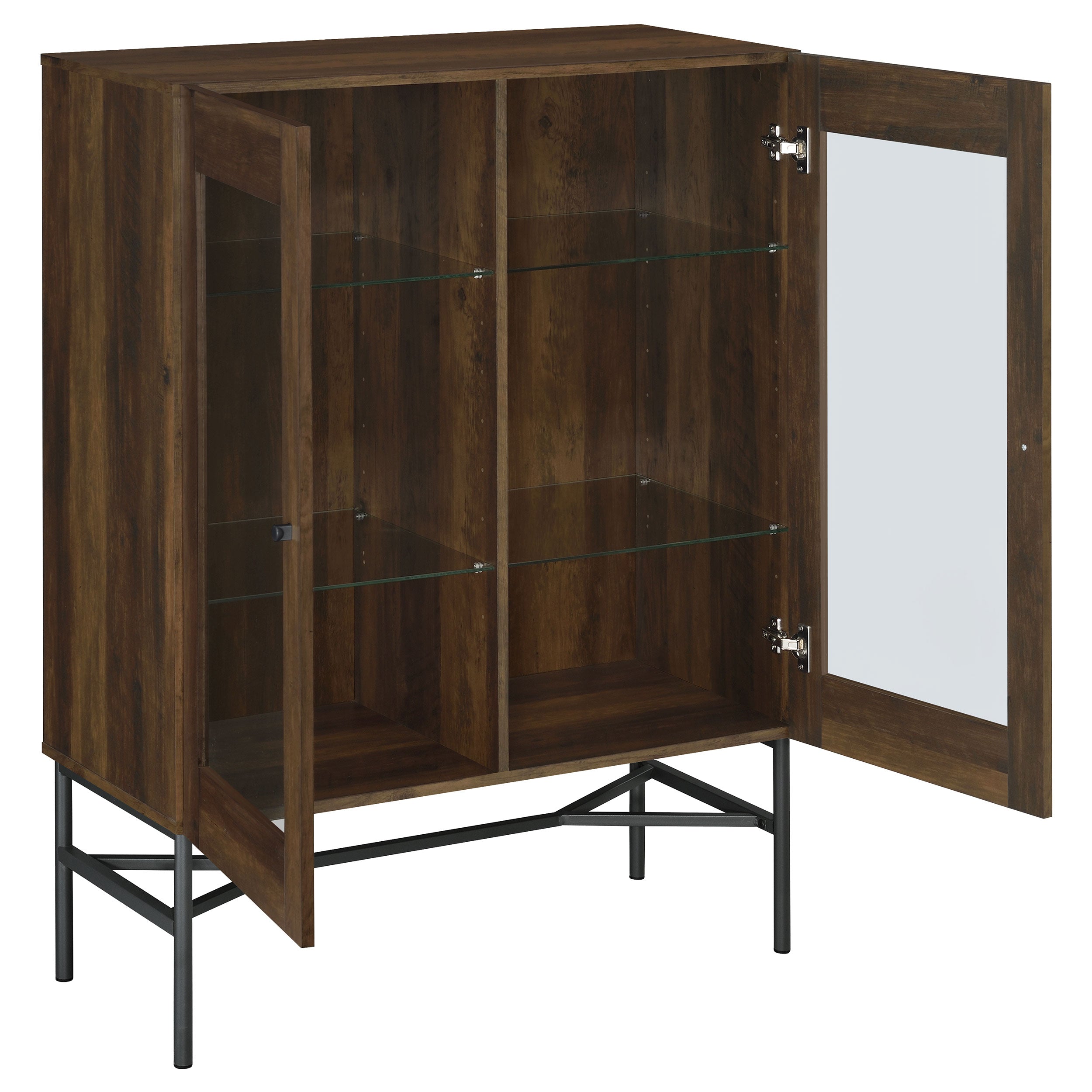 Bonilla 2-door Accent Cabinet with Glass Shelves Accent Cabinet Brown