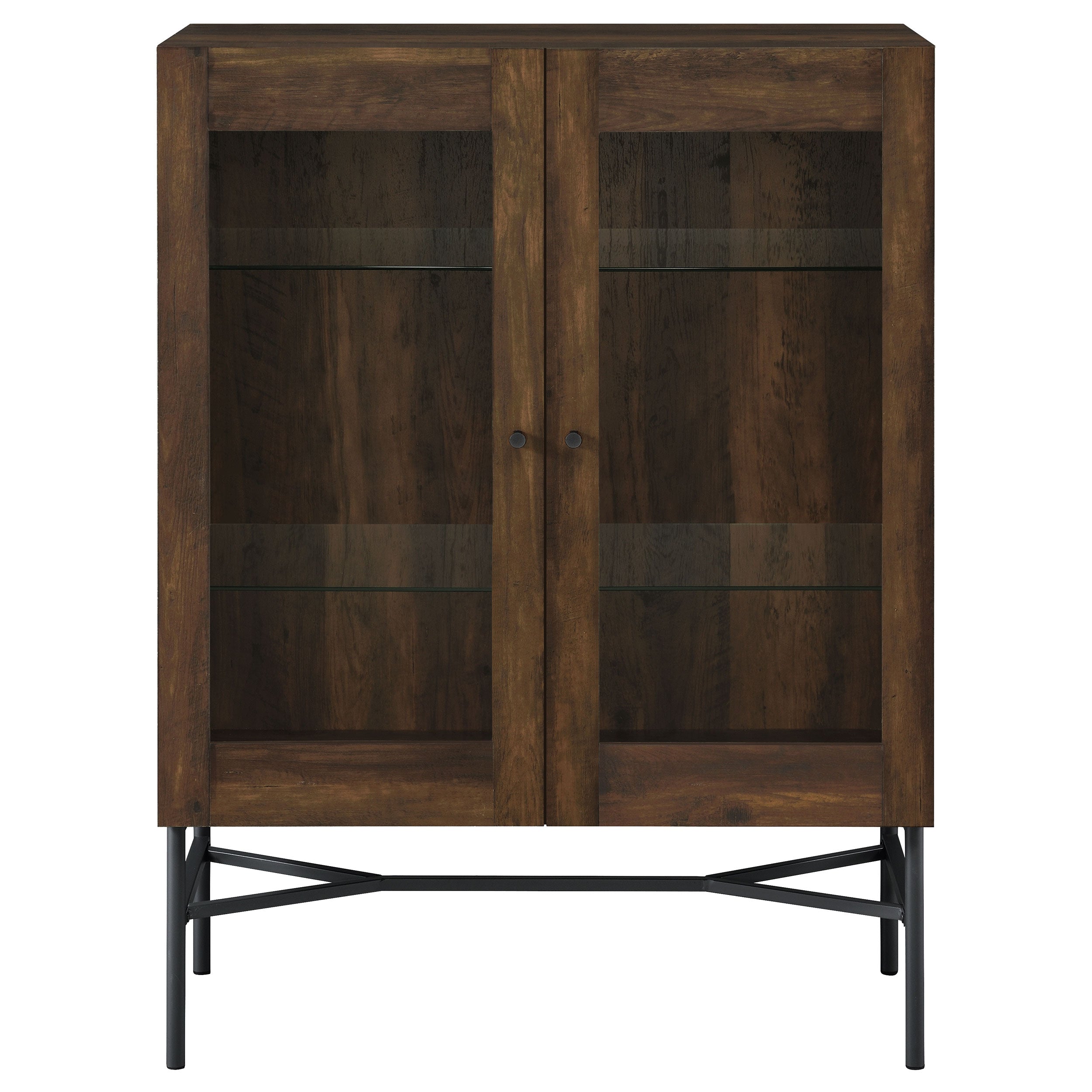 Bonilla 2-door Accent Cabinet with Glass Shelves Accent Cabinet Brown