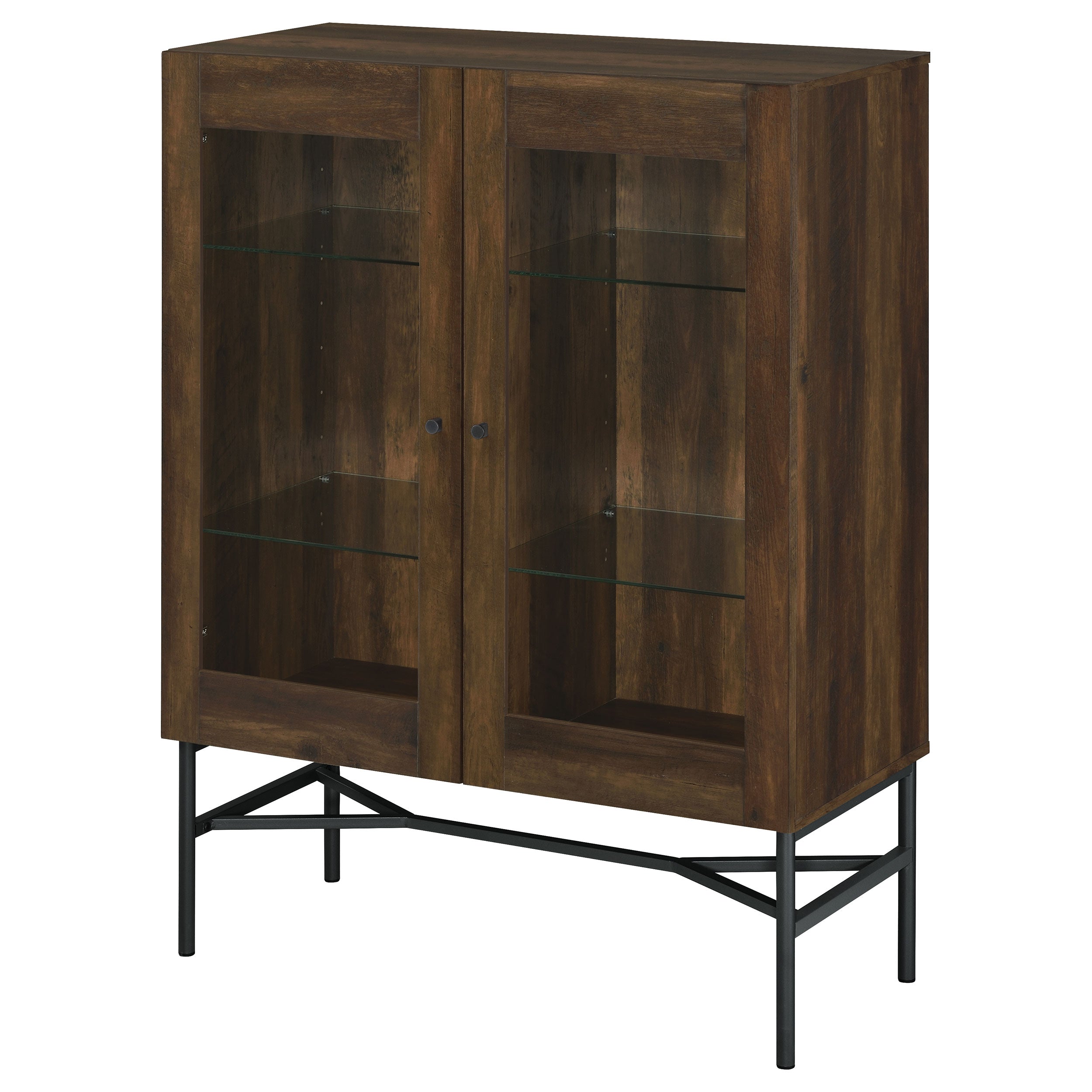 Bonilla 2-door Accent Cabinet with Glass Shelves Accent Cabinet Brown