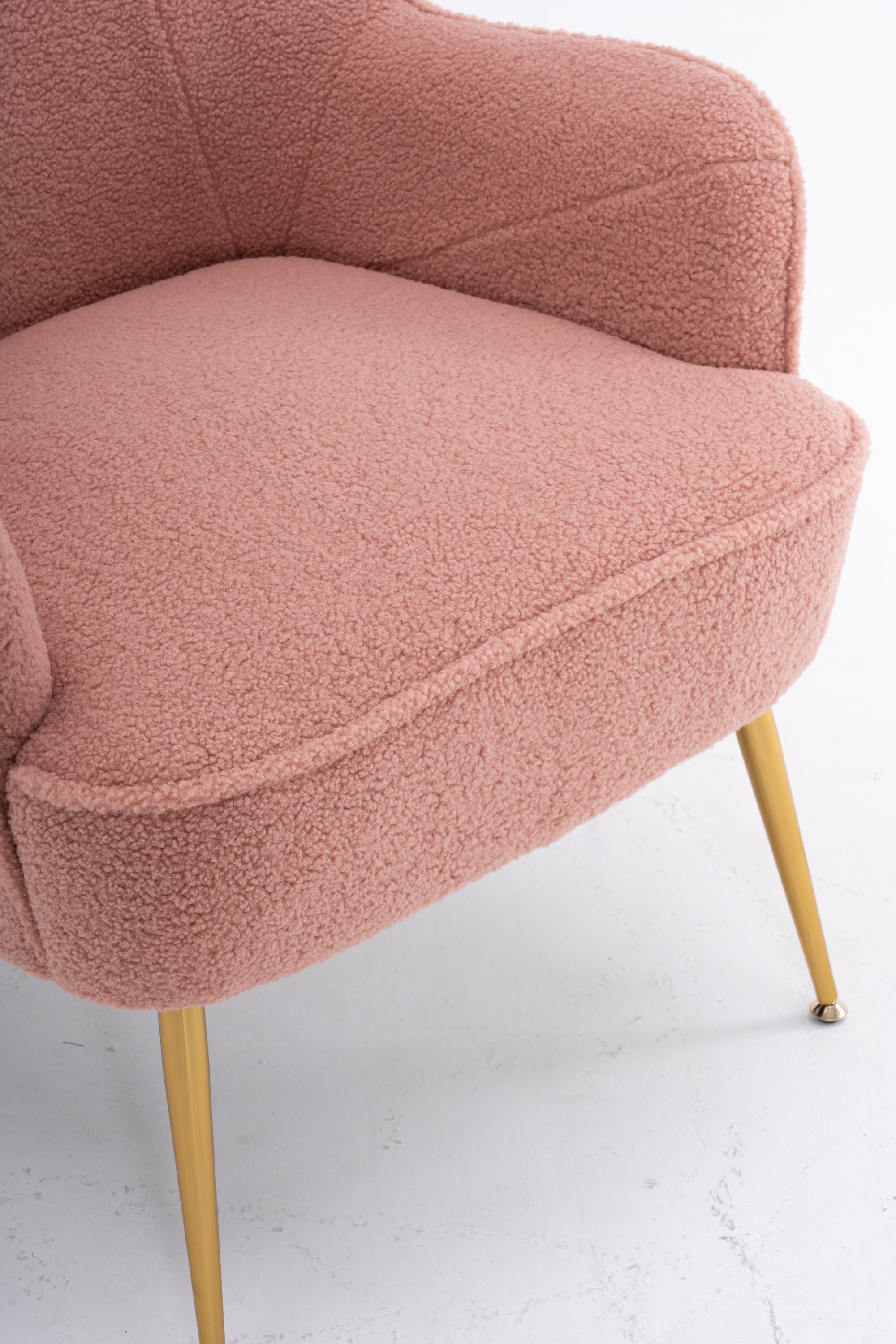 001-Modern Soft Teddy fabric Ergonomics Accent Chair With Gold Legs And Adjustable Legs For Indoor Home,Pink