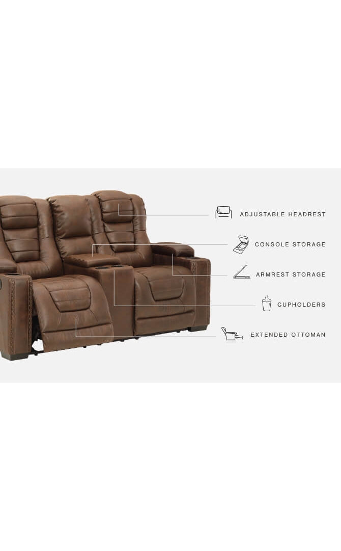 Owner's Box Power Reclining Loveseat with Console