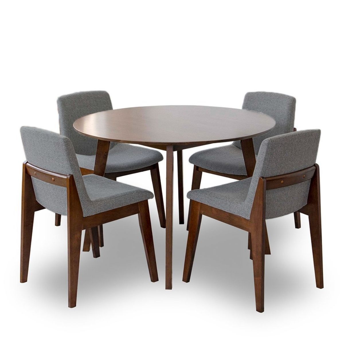 Aliana Dining Set with 4 Ohio Dark Gray Chairs Walnut