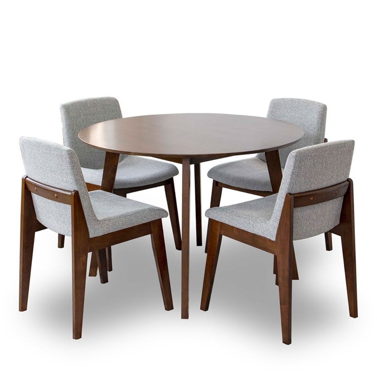 Aliana Dining Set with 4 Ohio Light Gray Chairs Walnut