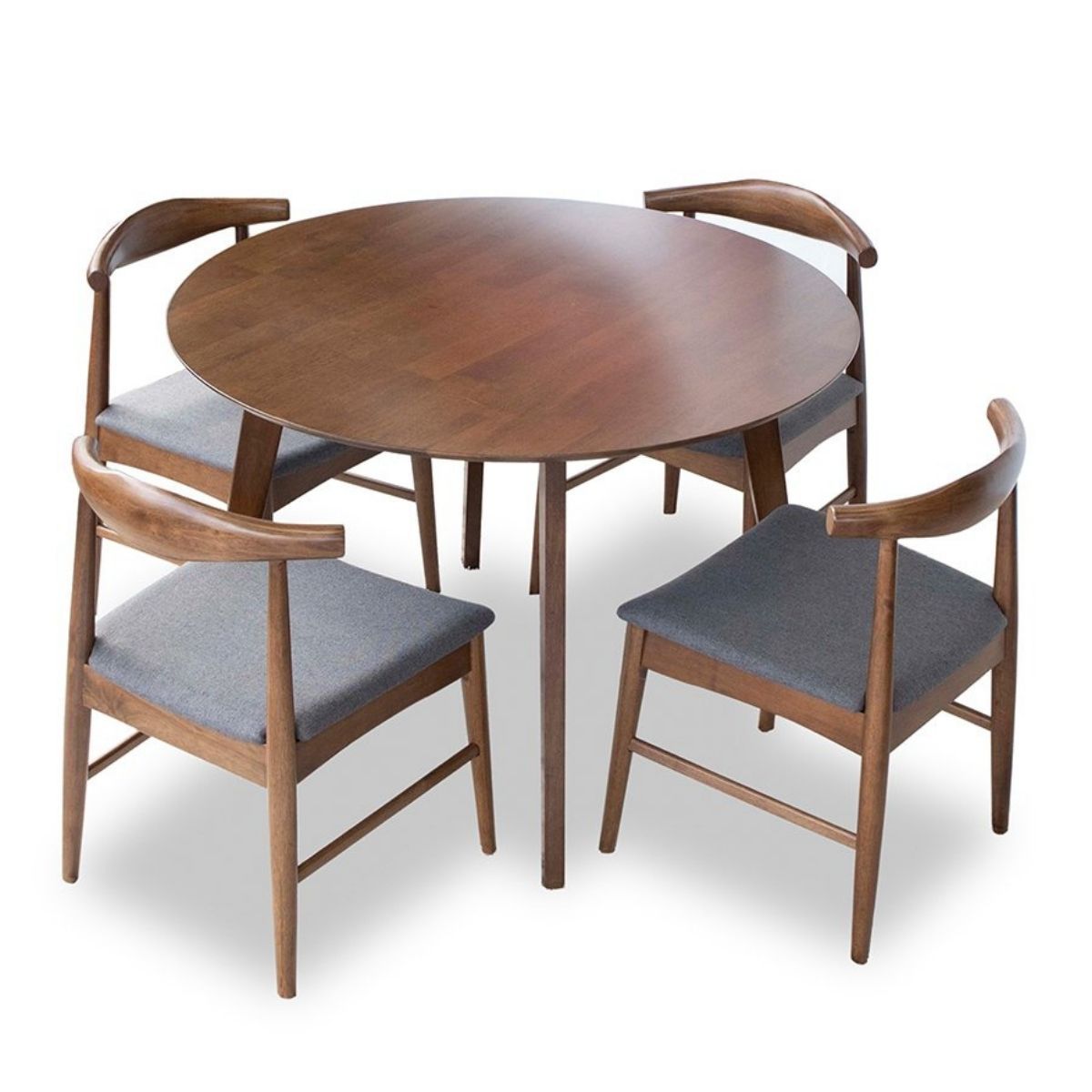 Aliana Dining Set with 4 Winston Gray Chairs Walnut