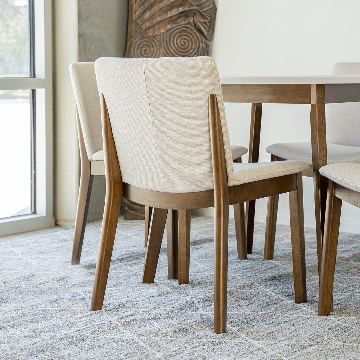 Aliana Dining set with 4 Virginia Beige Chairs White