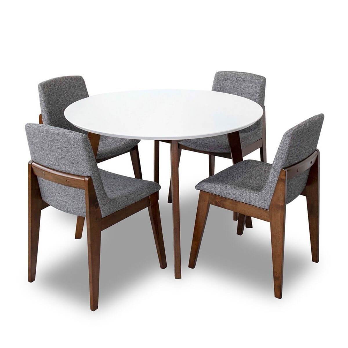 Aliana Dining set with 4 Ohio Dark Gray Chairs White