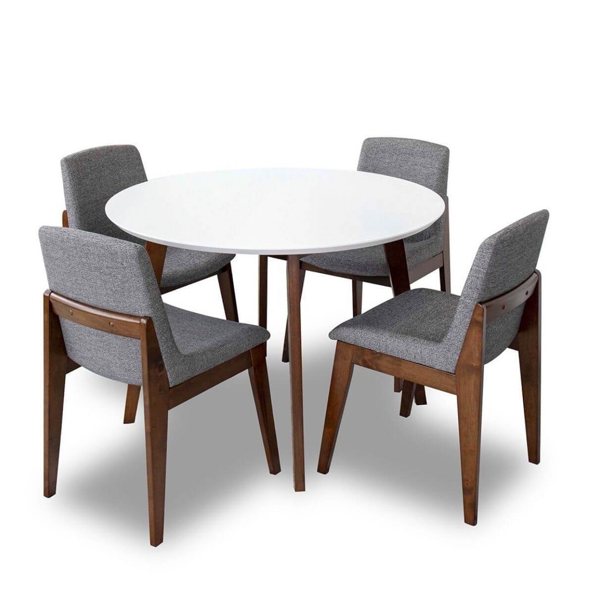 Aliana Dining set with 4 Ohio Dark Gray Chairs White