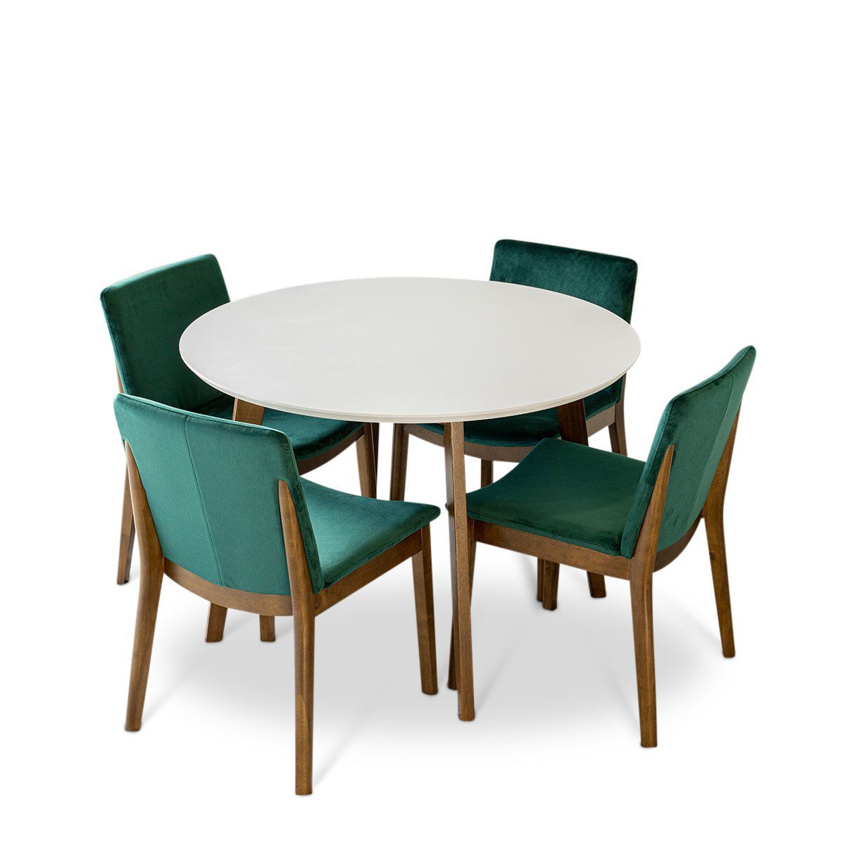 Aliana Dining set with 4 Virginia Green Chairs White