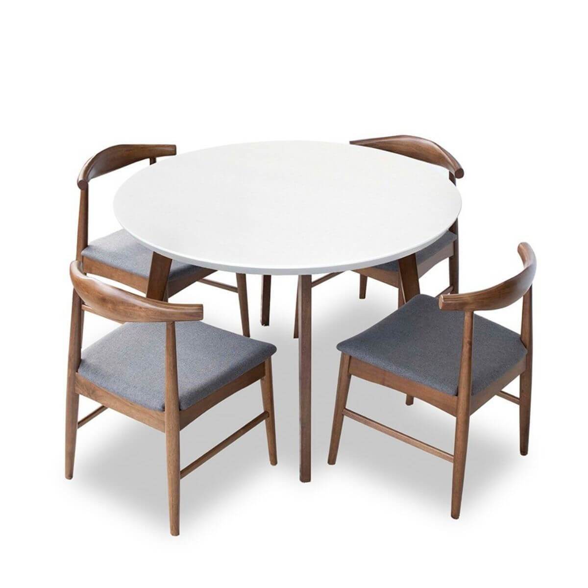 Aliana Dining set with 4 Winston Gray Chairs White