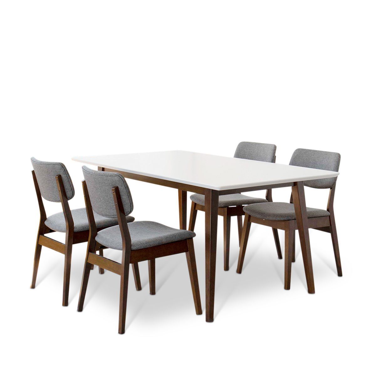 Alpine Small White Dining Set with 4 Abbott Dining Chairs