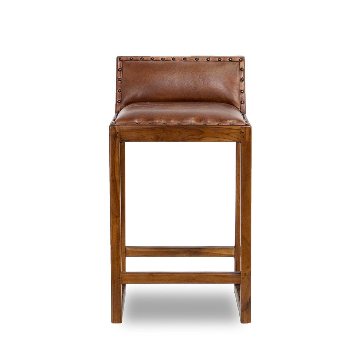 Ataya Genuine Leather Counter Stool Tan