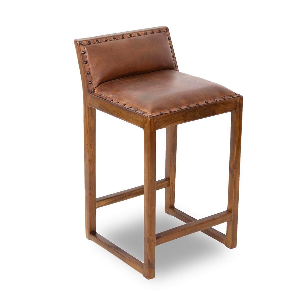 Ataya Genuine Leather Counter Stool Tan