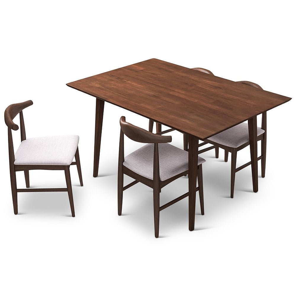 Adira Small Walnut Dining Set with 4 Winston Beige Dining Chairs