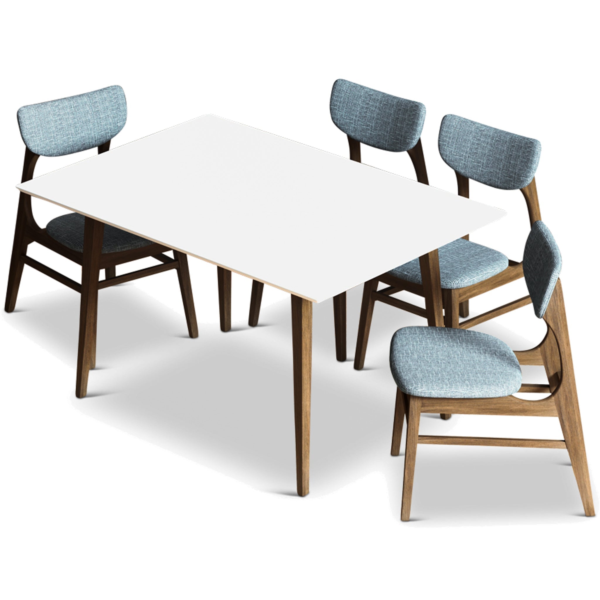 Adira Small White Dining Set with 4 Collins Grey Dining Chairs