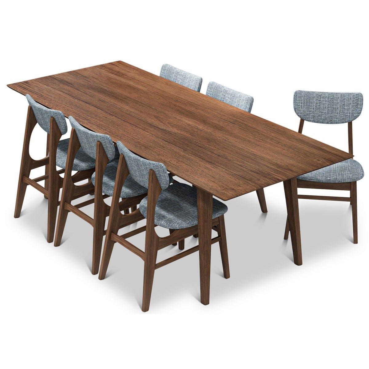 Adira XLarge Walnut Dining Set with 6 Collins Grey Dining Chairs