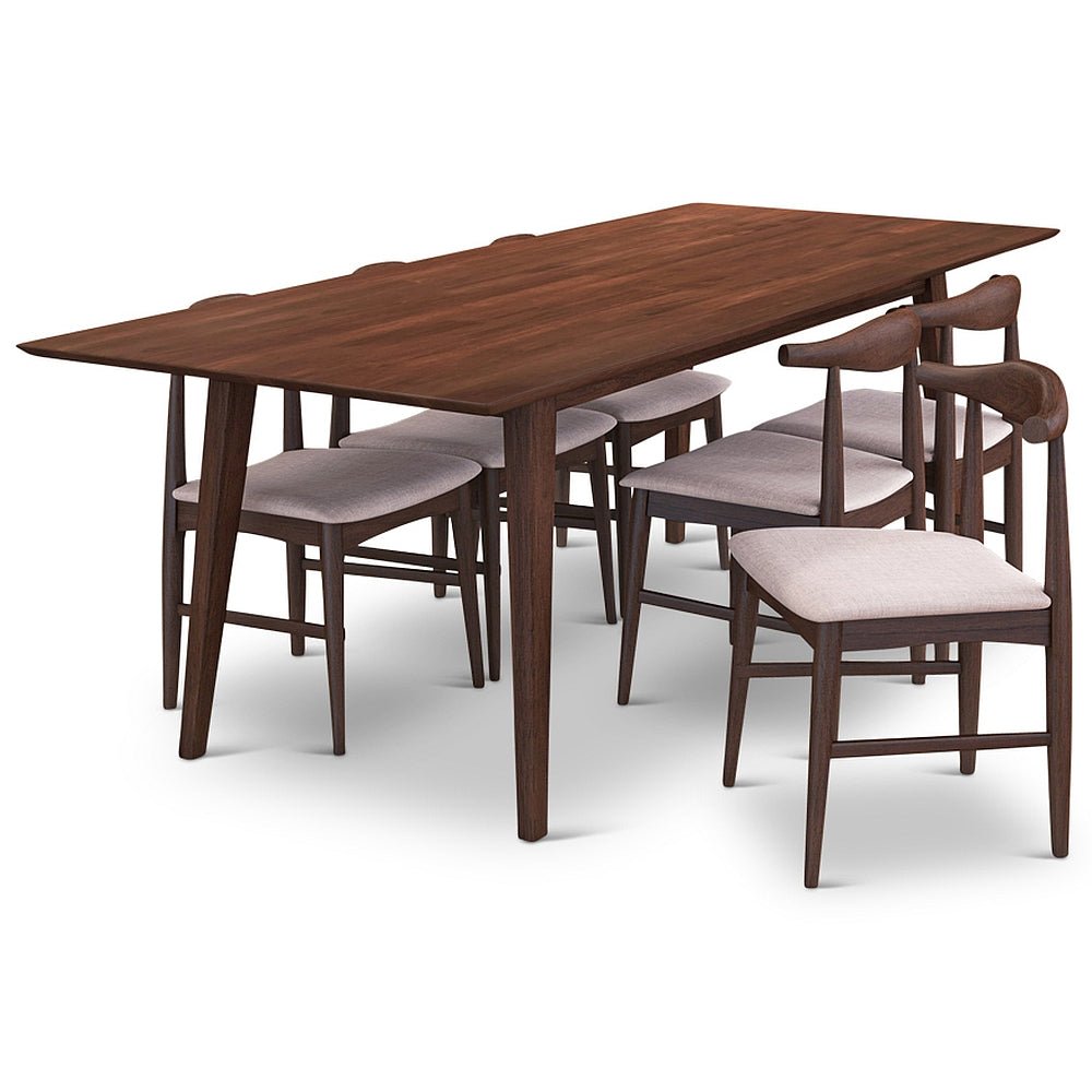 Dining Set, Adira XLarge Walnut Table with 6 Winston Beige Chairs