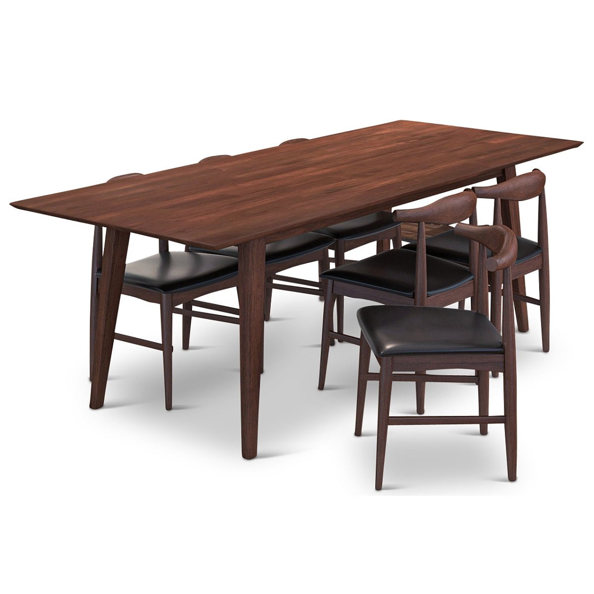 Dining Set, Adira Walnut XLarge Table with 6 Winston Grey Chairs