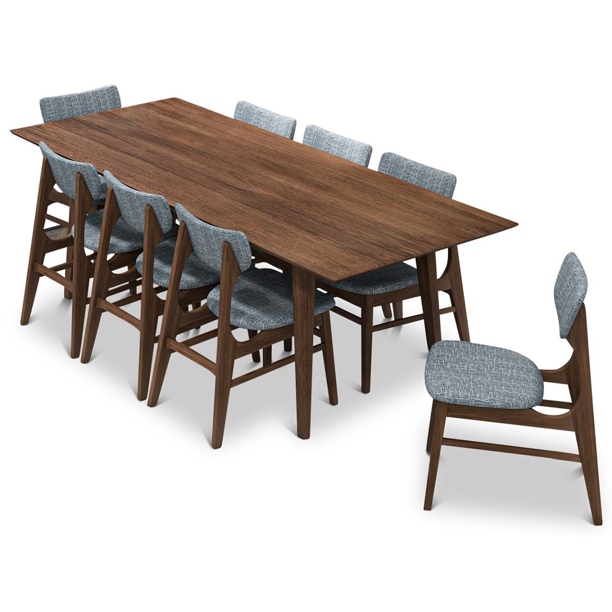 Adira XLarge Walnut Dining Set with 8 Collins Grey Dining Chairs