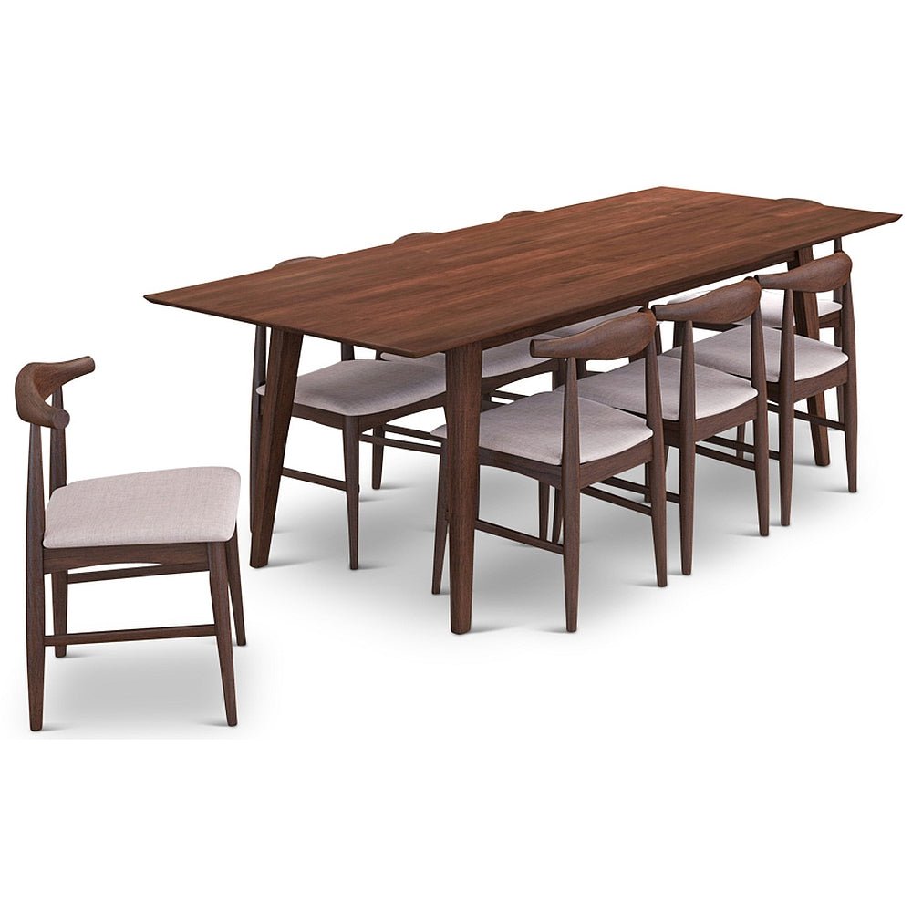 Dining Set, Adira XLarge Walnut Table with 8 Winston Beige Chairs