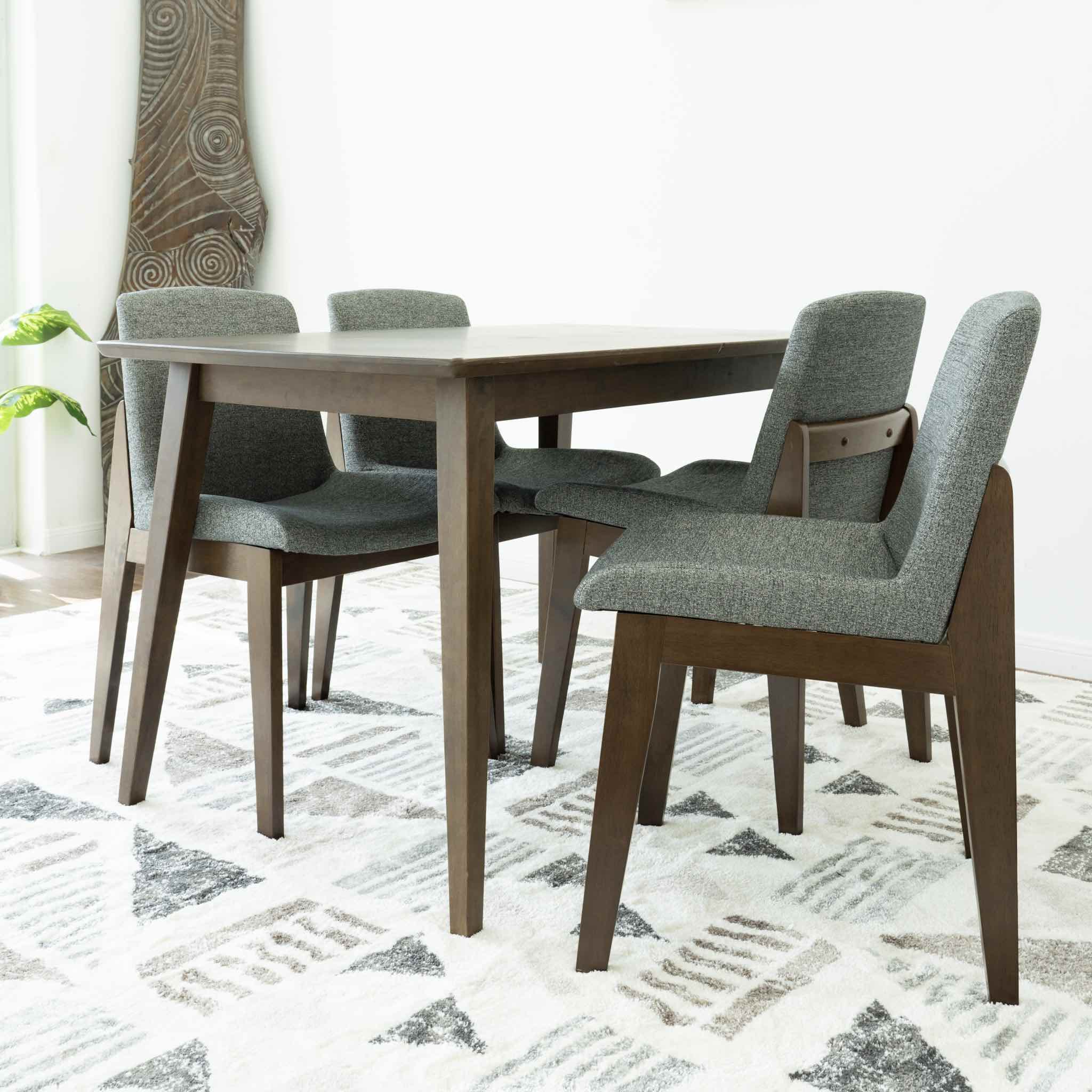 Small Adira Dining set with 4 Ohio Dark Grey Dining Chairs Walnut