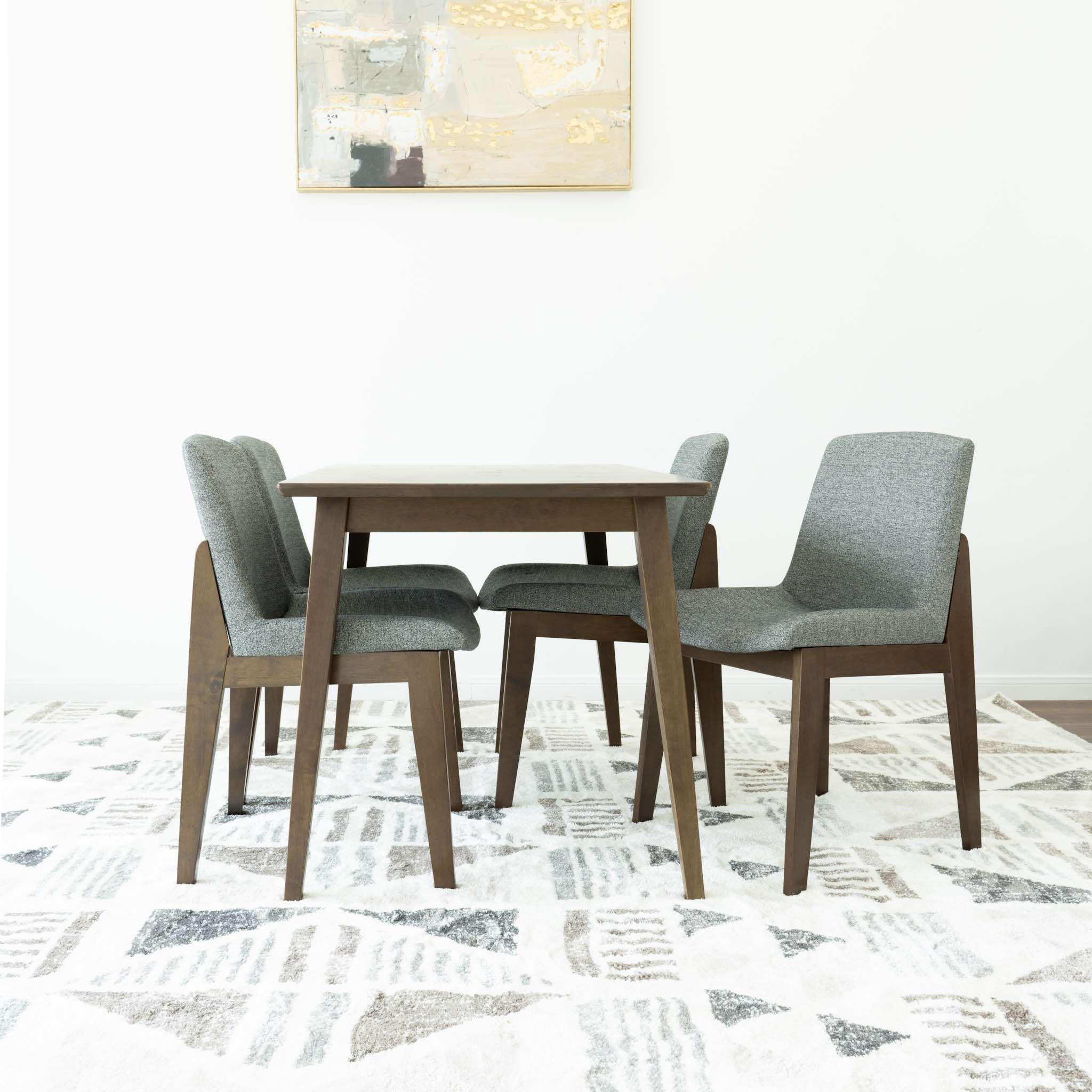 Small Adira Dining set with 4 Ohio Dark Grey Dining Chairs Walnut