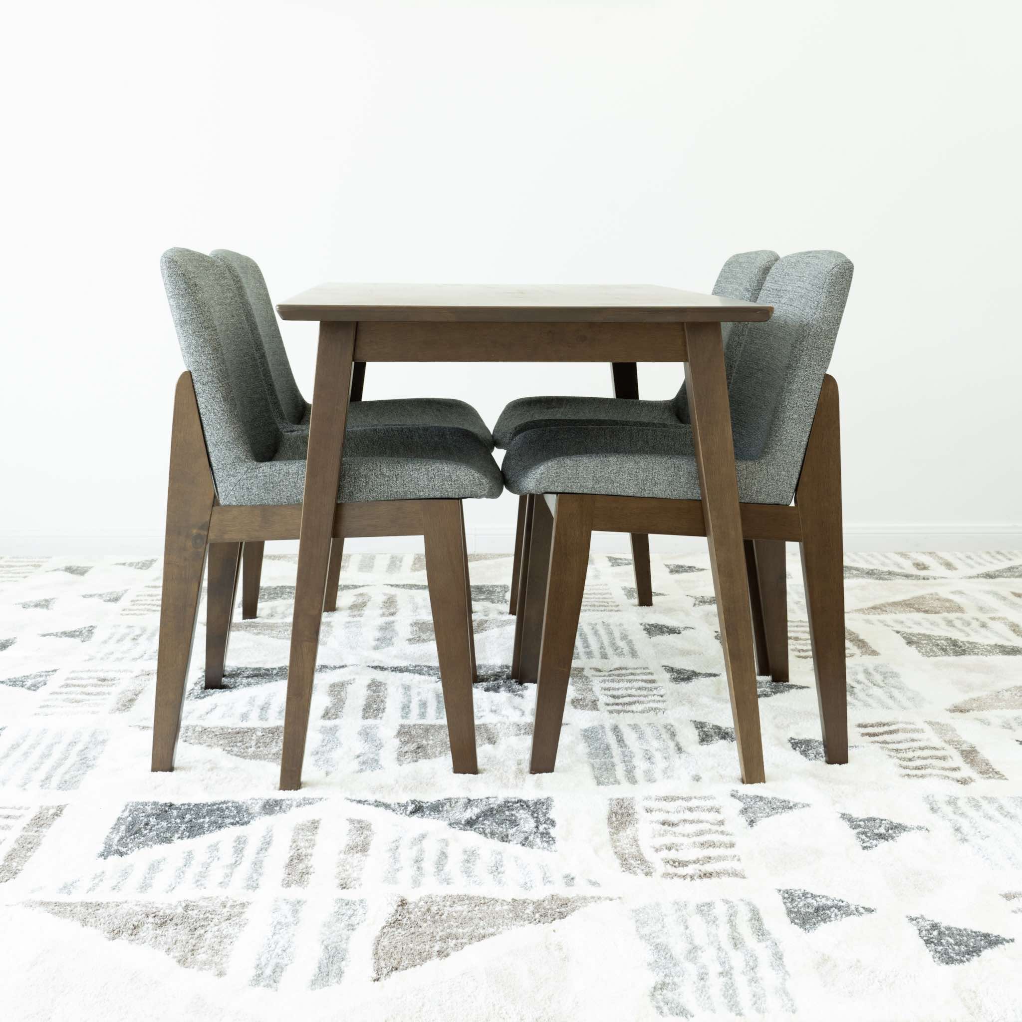 Small Adira Dining set with 4 Ohio Dark Grey Dining Chairs Walnut