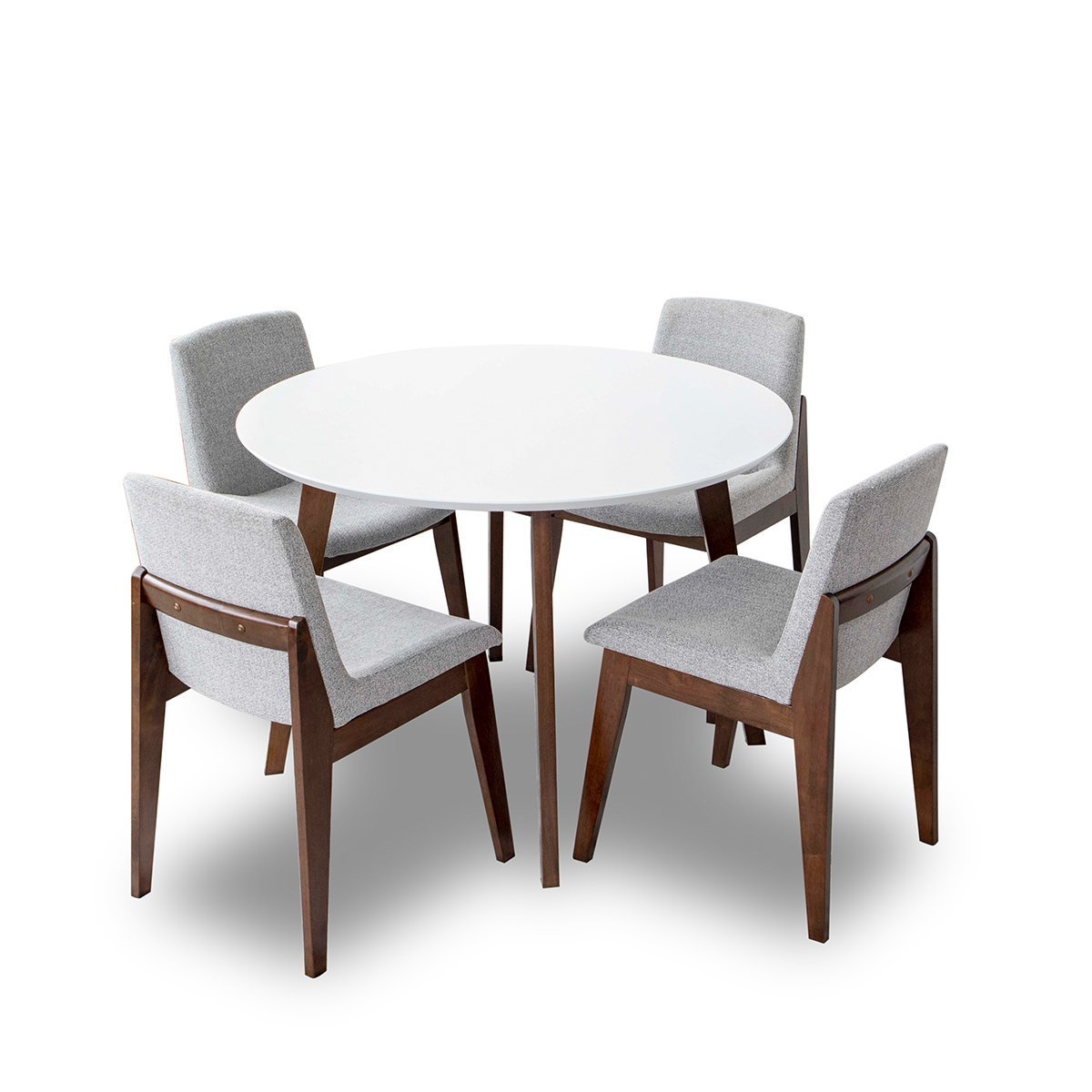 Aliana Dining set with 4 Ohio Light Gray Chairs White