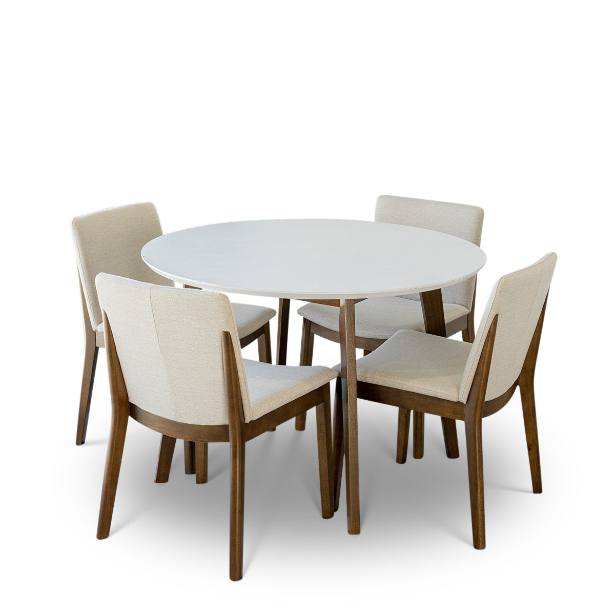 Aliana Dining set with 4 Virginia Beige Chairs White