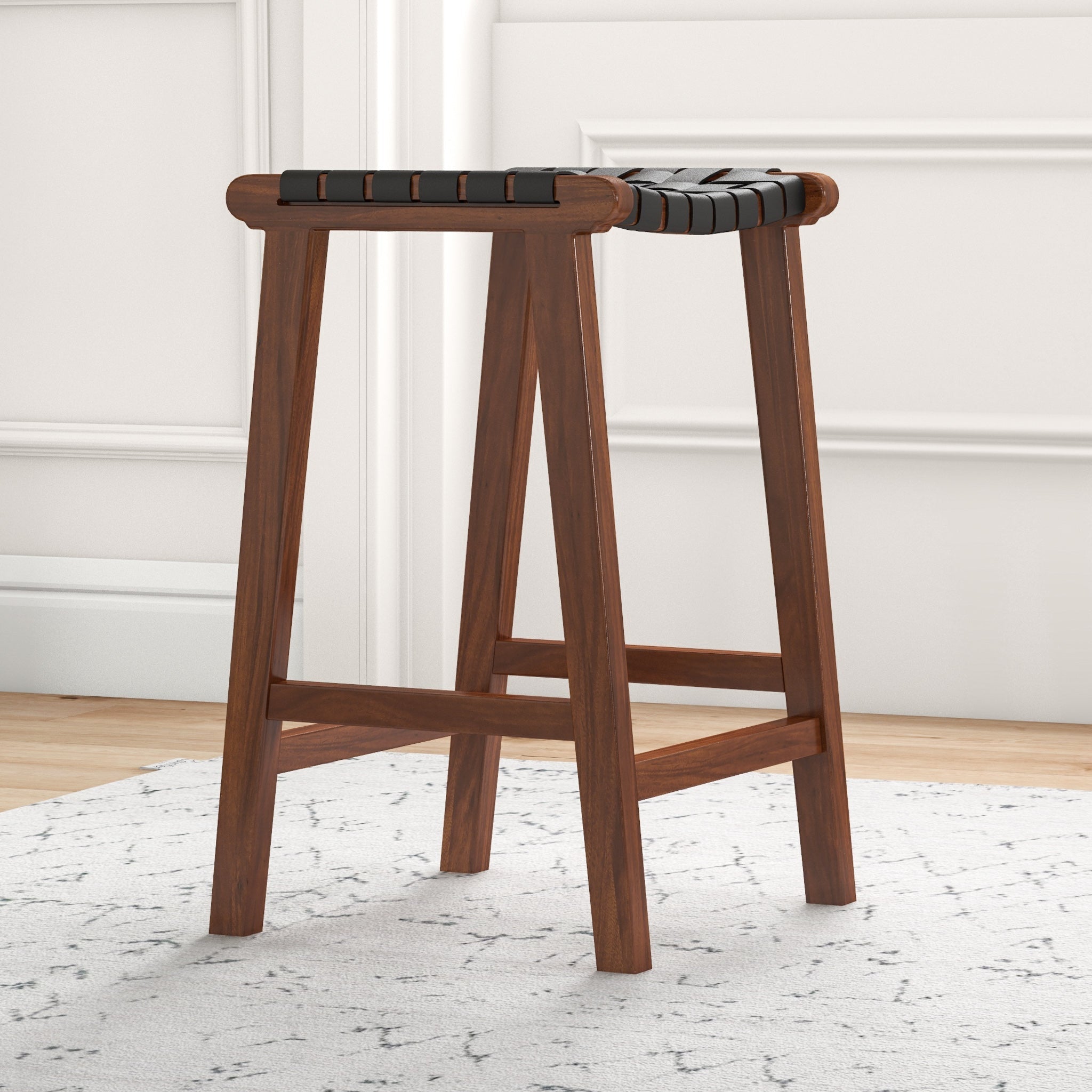 Andaman Counter Stool Black Leather