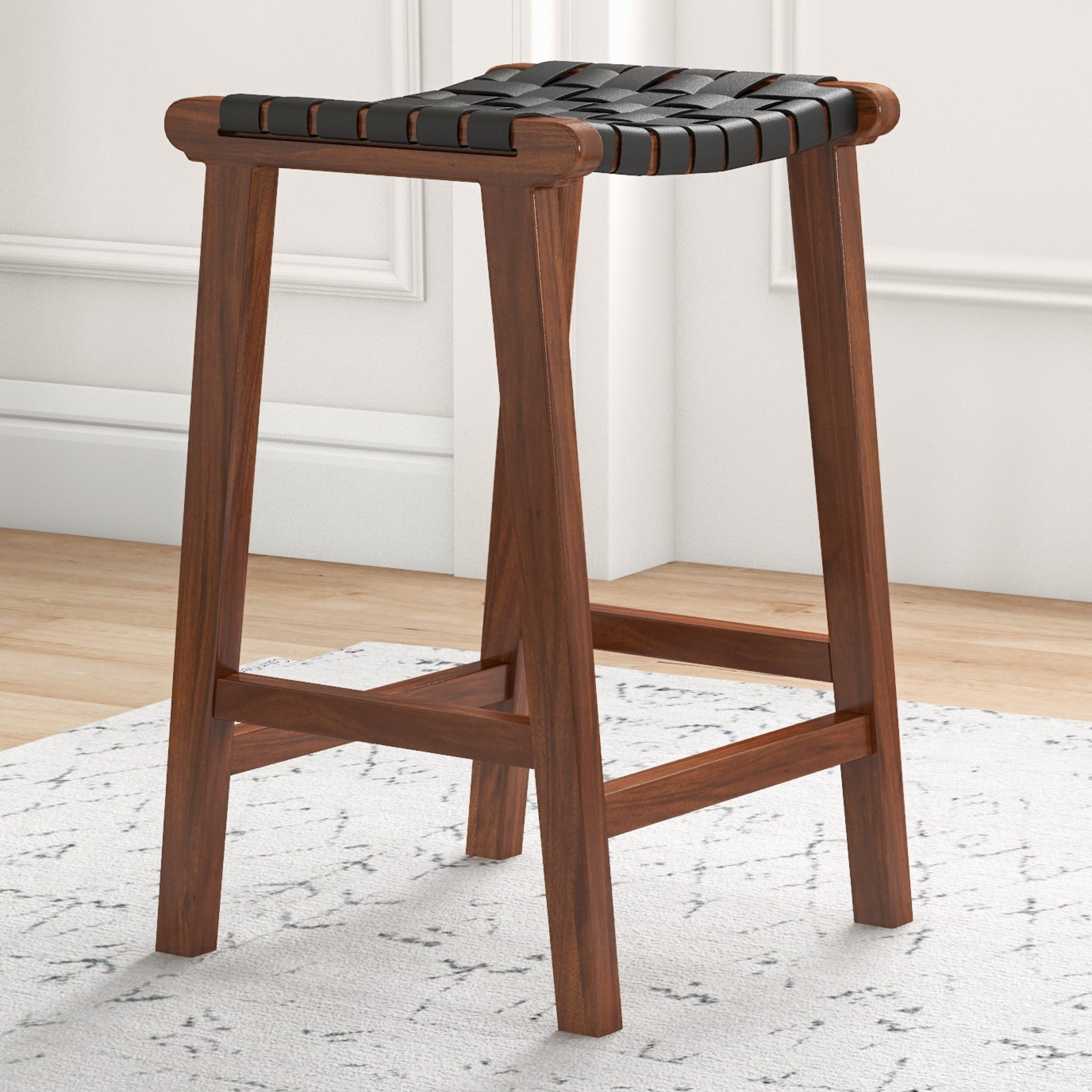 Andaman Counter Stool Black Leather