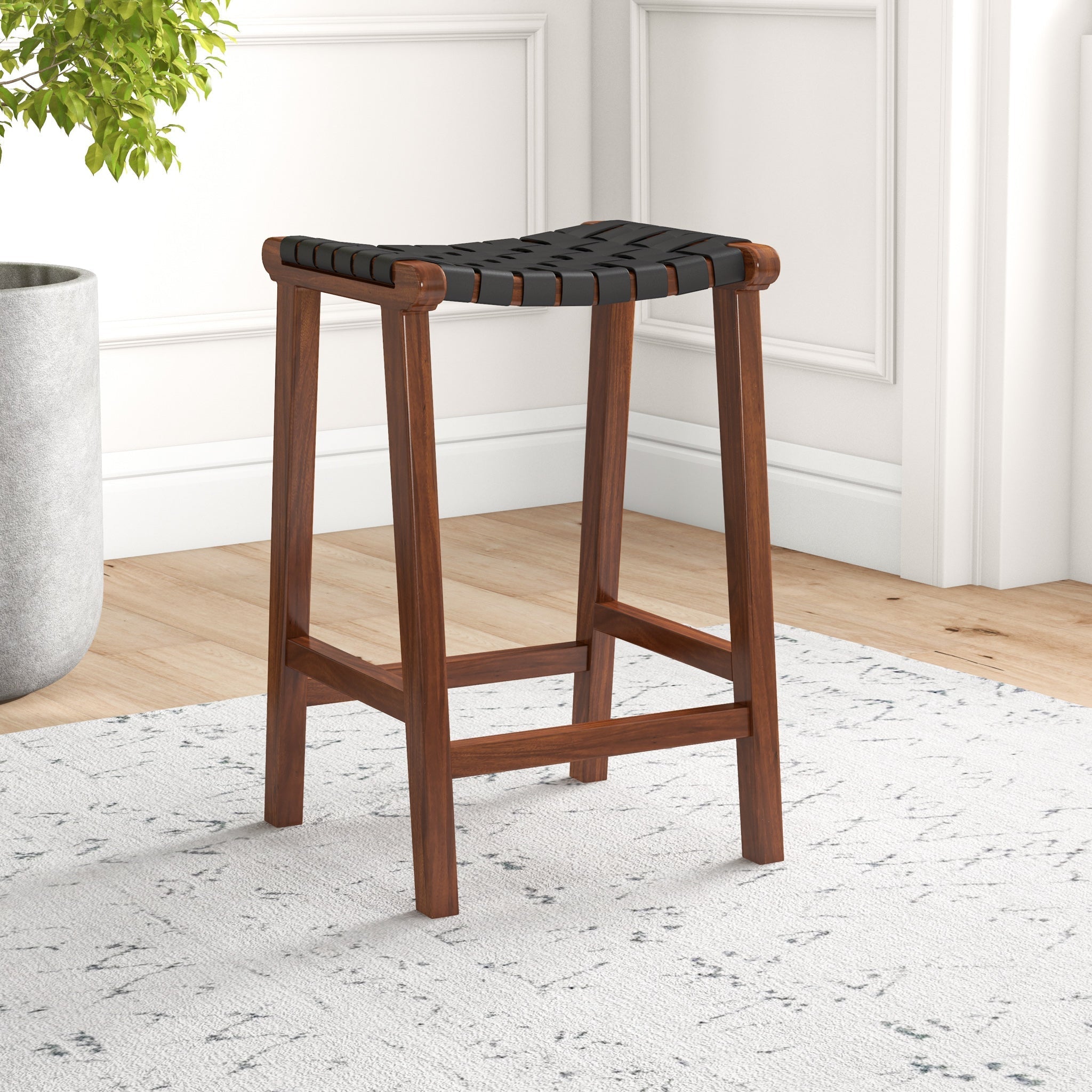 Andaman Counter Stool Black Leather