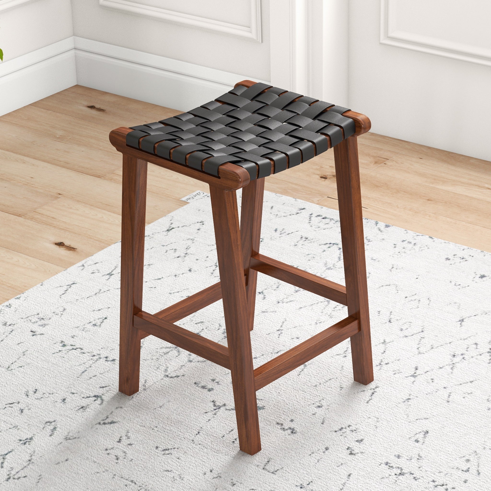 Andaman Counter Stool Black Leather