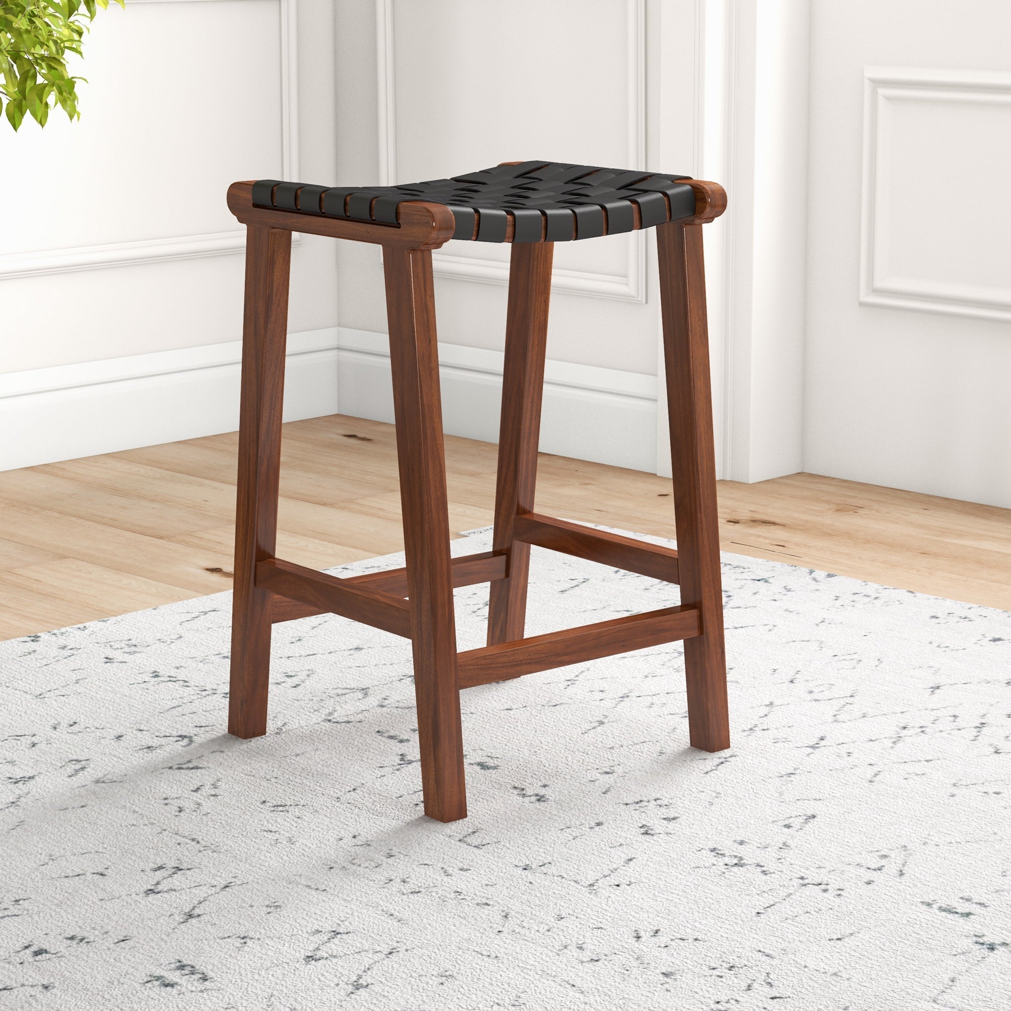 Andaman Counter Stool Black Leather