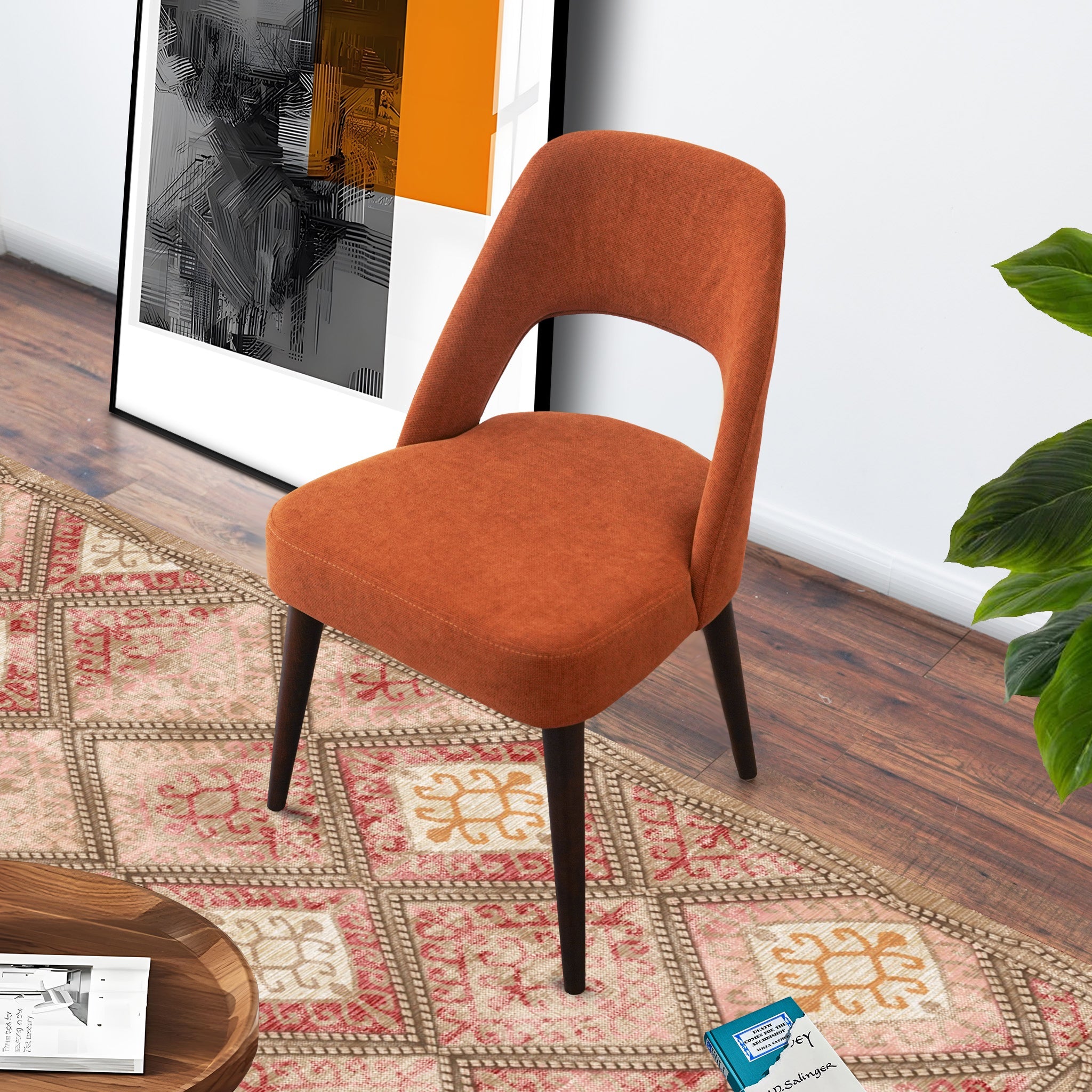 Ariana Modern Dining Chair Burnt Orange Fabric