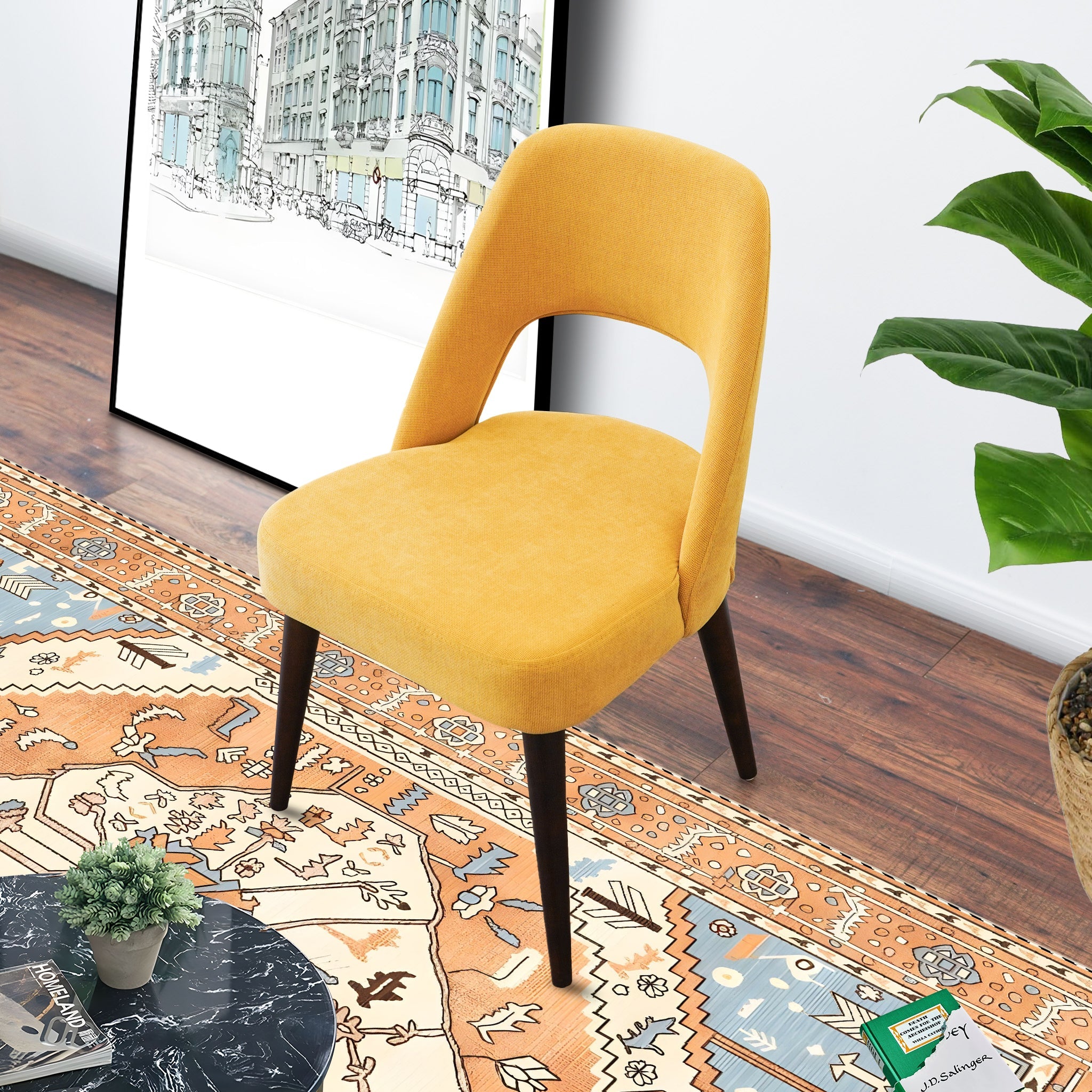 Ariana Mid Century Modern Yellow Dining Chair