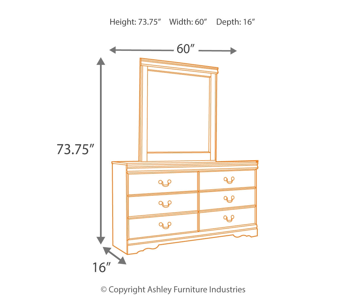 Huey Vineyard Queen Sleigh Bed with Mirrored Dresser