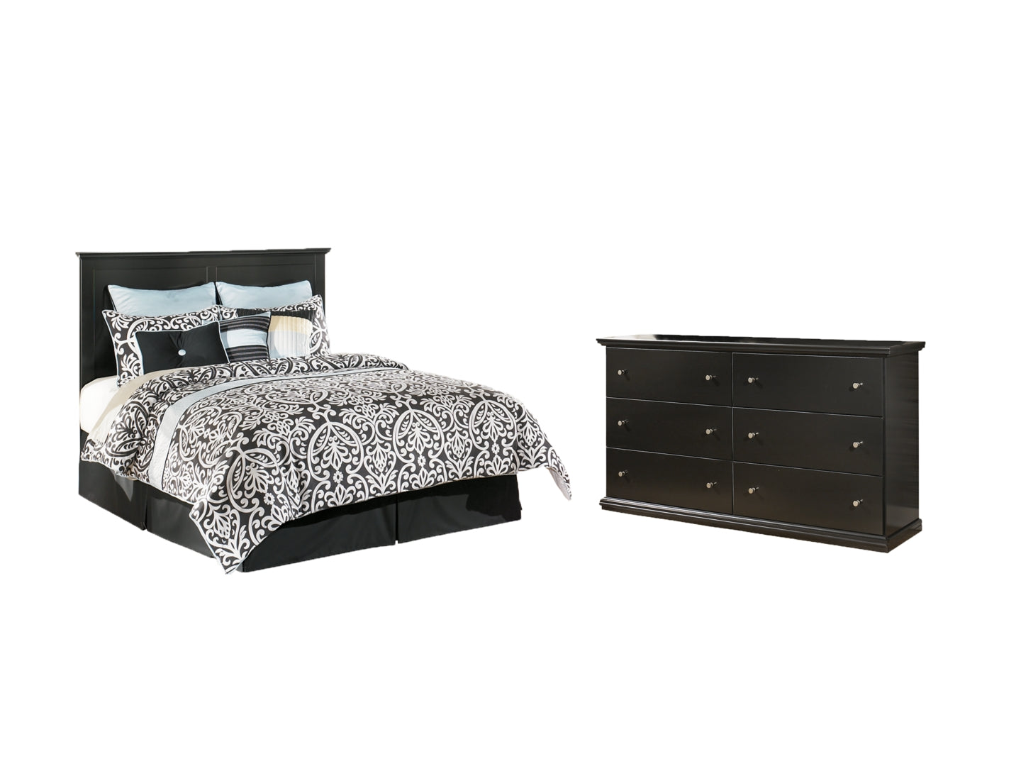 Maribel King/California King Panel Headboard Bed with Dresser