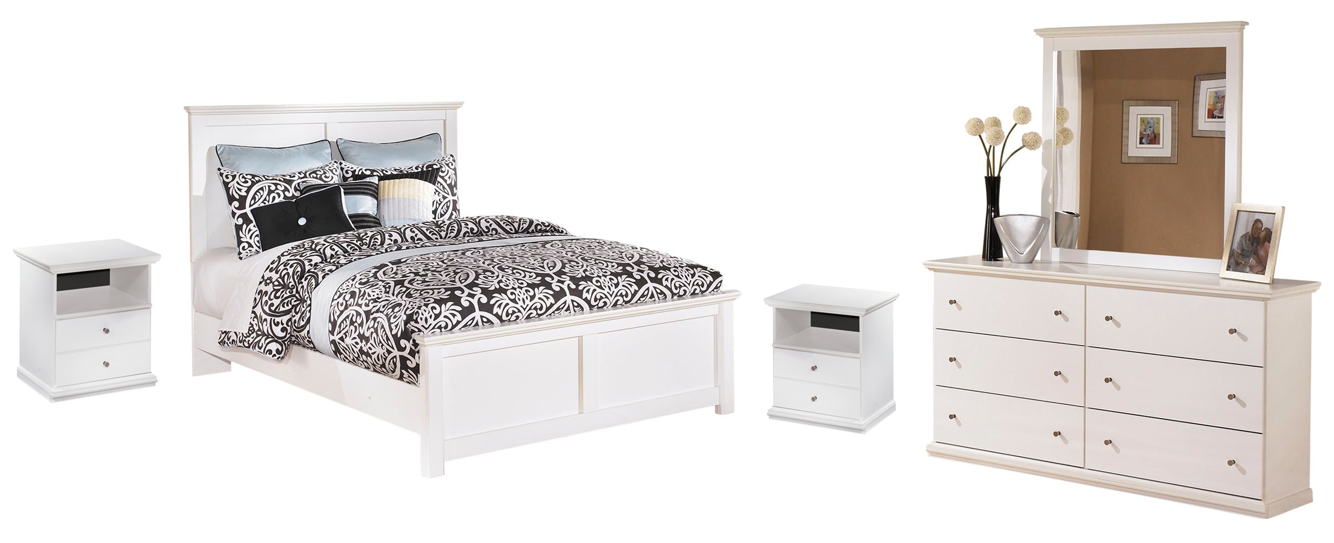 Bostwick Shoals Queen Panel Bed with Mirrored Dresser