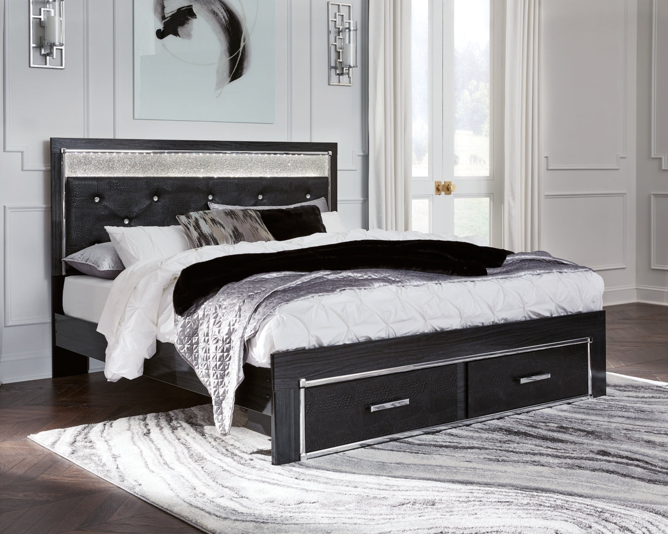 Kaydell King Upholstered Panel Storage Bed