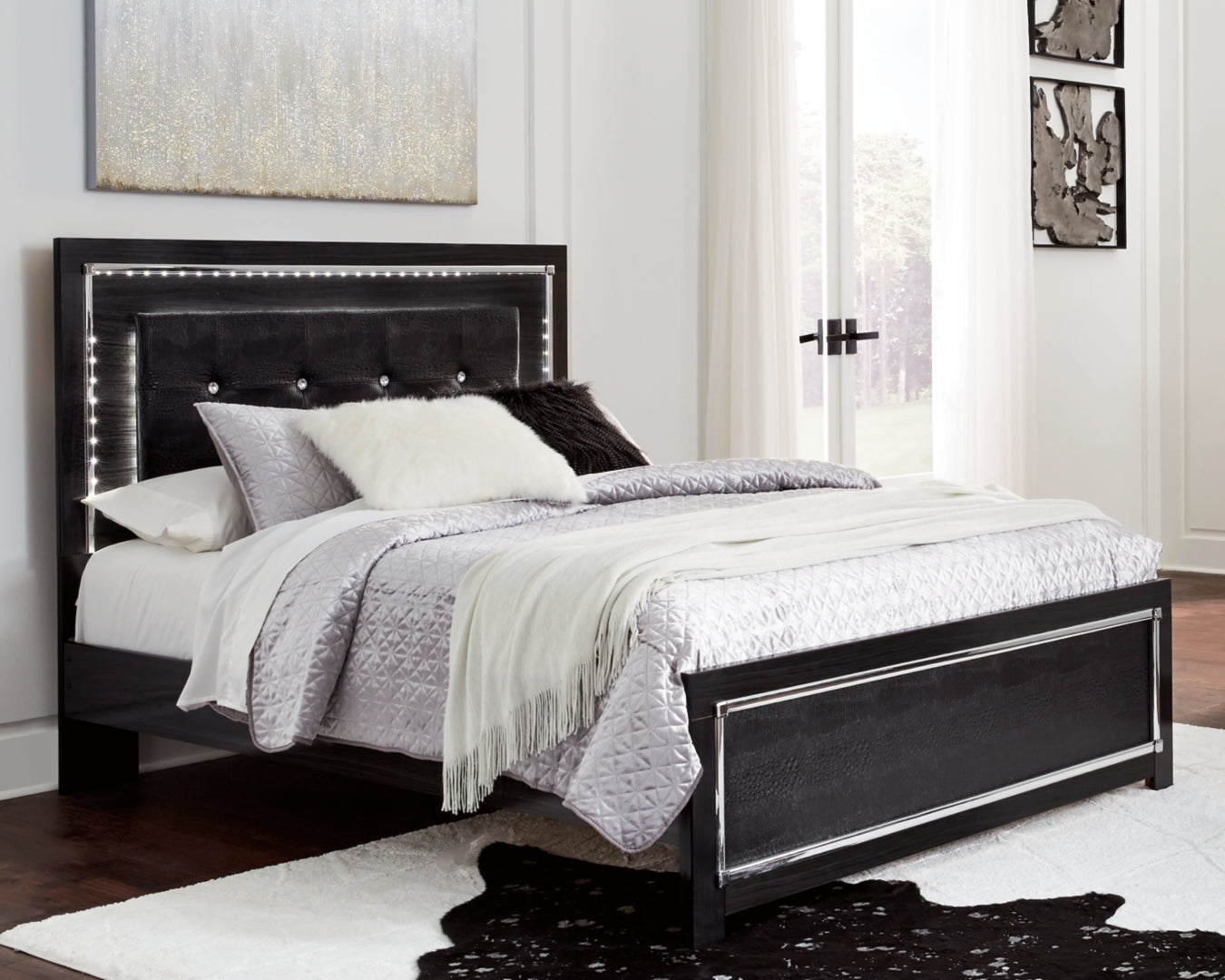 Kaydell Queen/Full Upholstered Panel Headboard Bed with Dresser