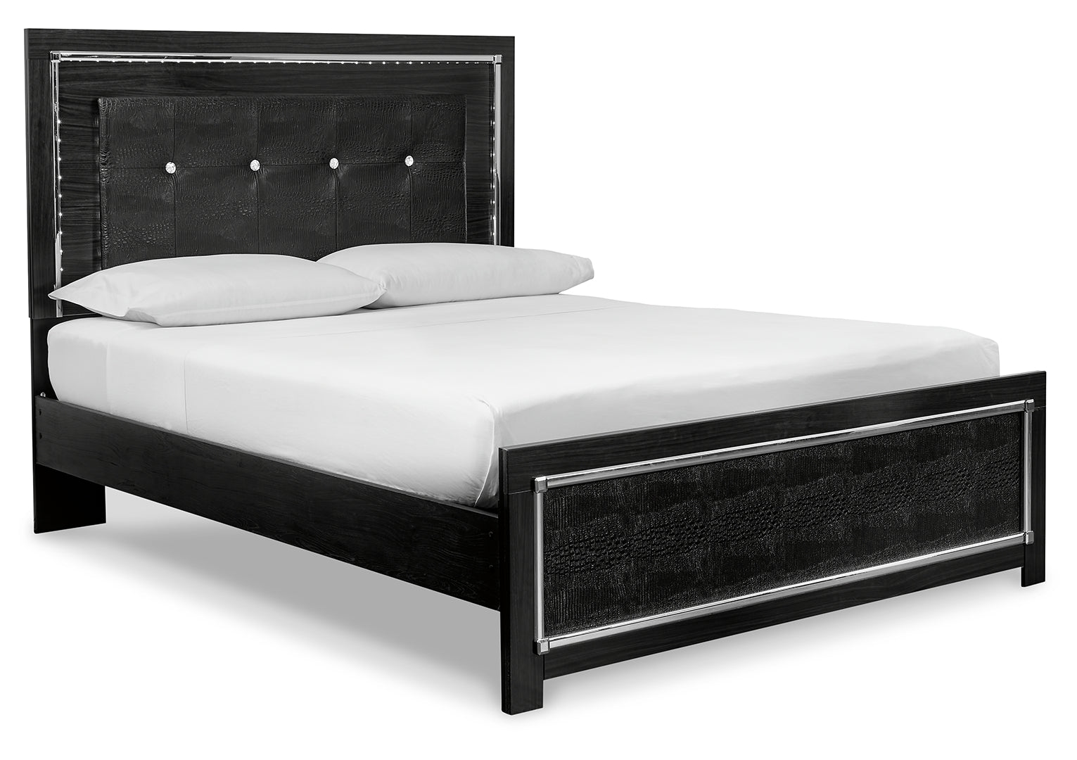 Kaydell Queen Upholstered Panel Bed with Mirrored Dresser