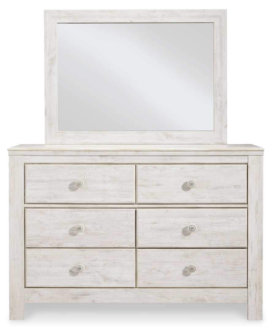 Paxberry Queen Panel Bed with Mirrored Dresser