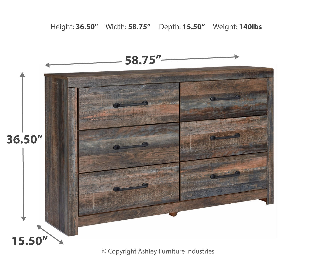 Drystan Queen Bookcase Bed with 2 Storage Drawers with Dresser