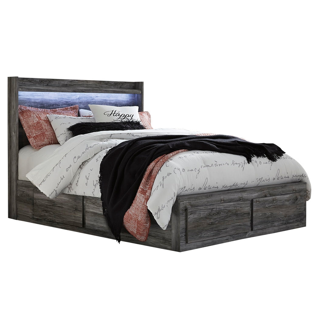 Baystorm Queen Panel Bed with 4 Storage Drawers with Dresser