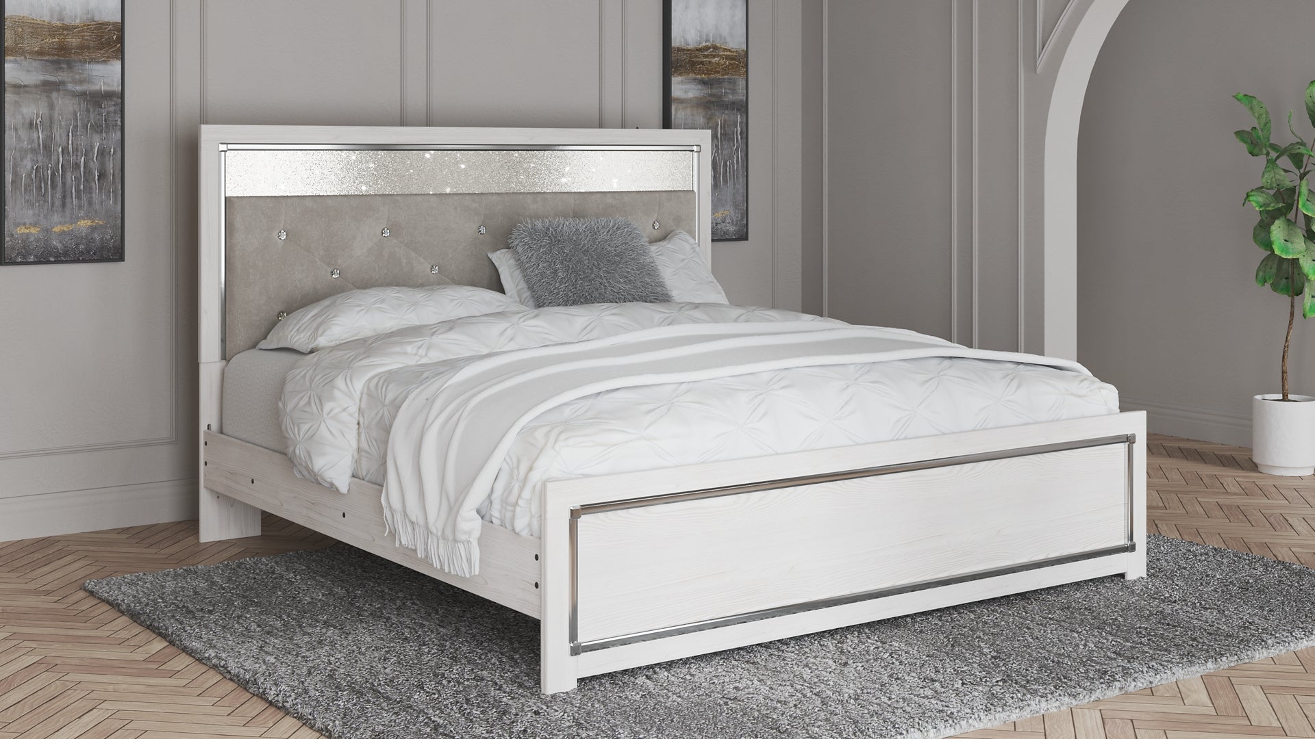 Altyra King Panel Headboard Bed with Dresser