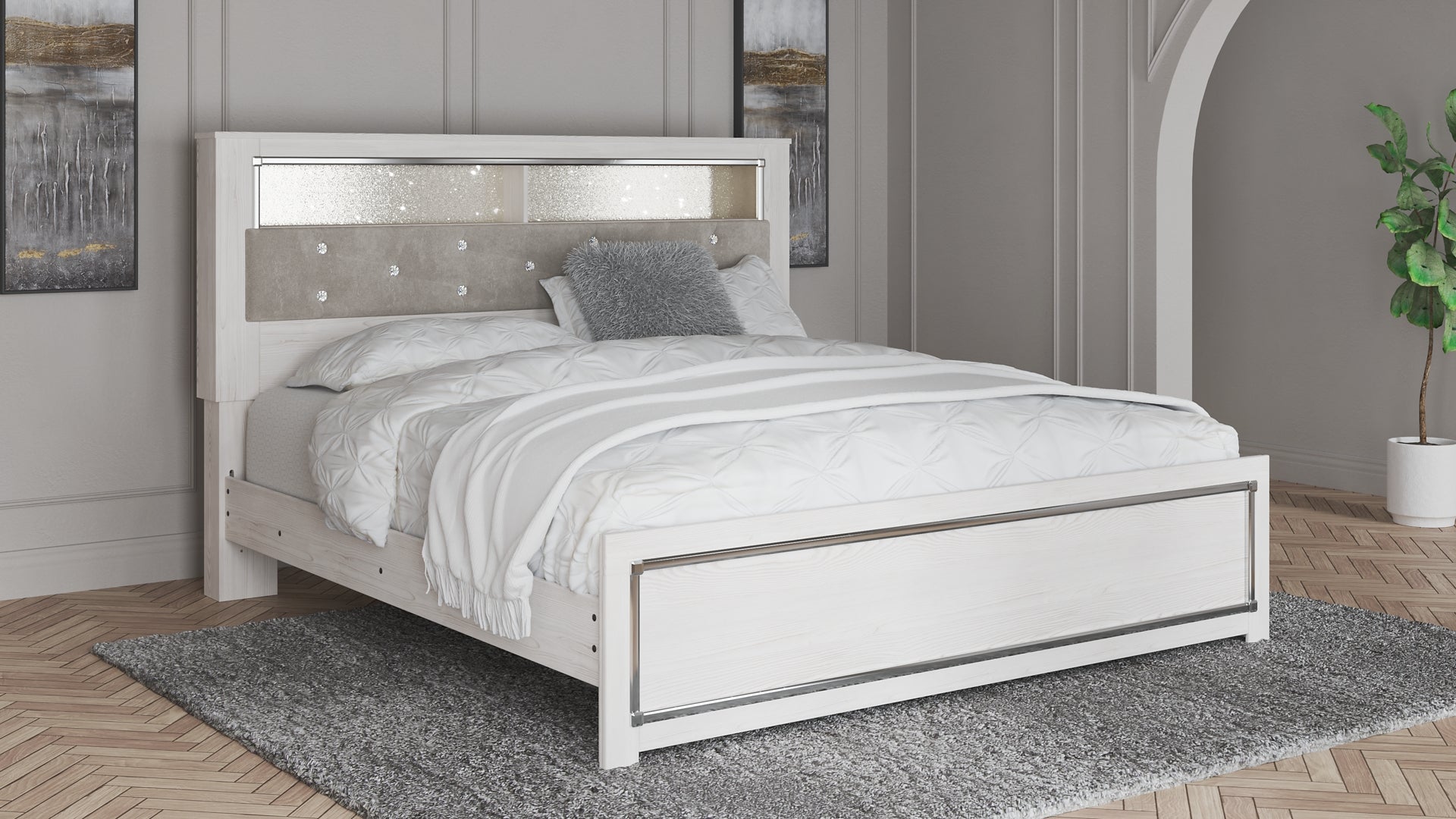 Altyra King Panel Bookcase Bed with Dresser