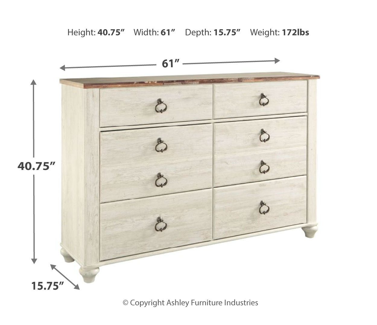 Willowton King/California King Panel Headboard Bed with Dresser