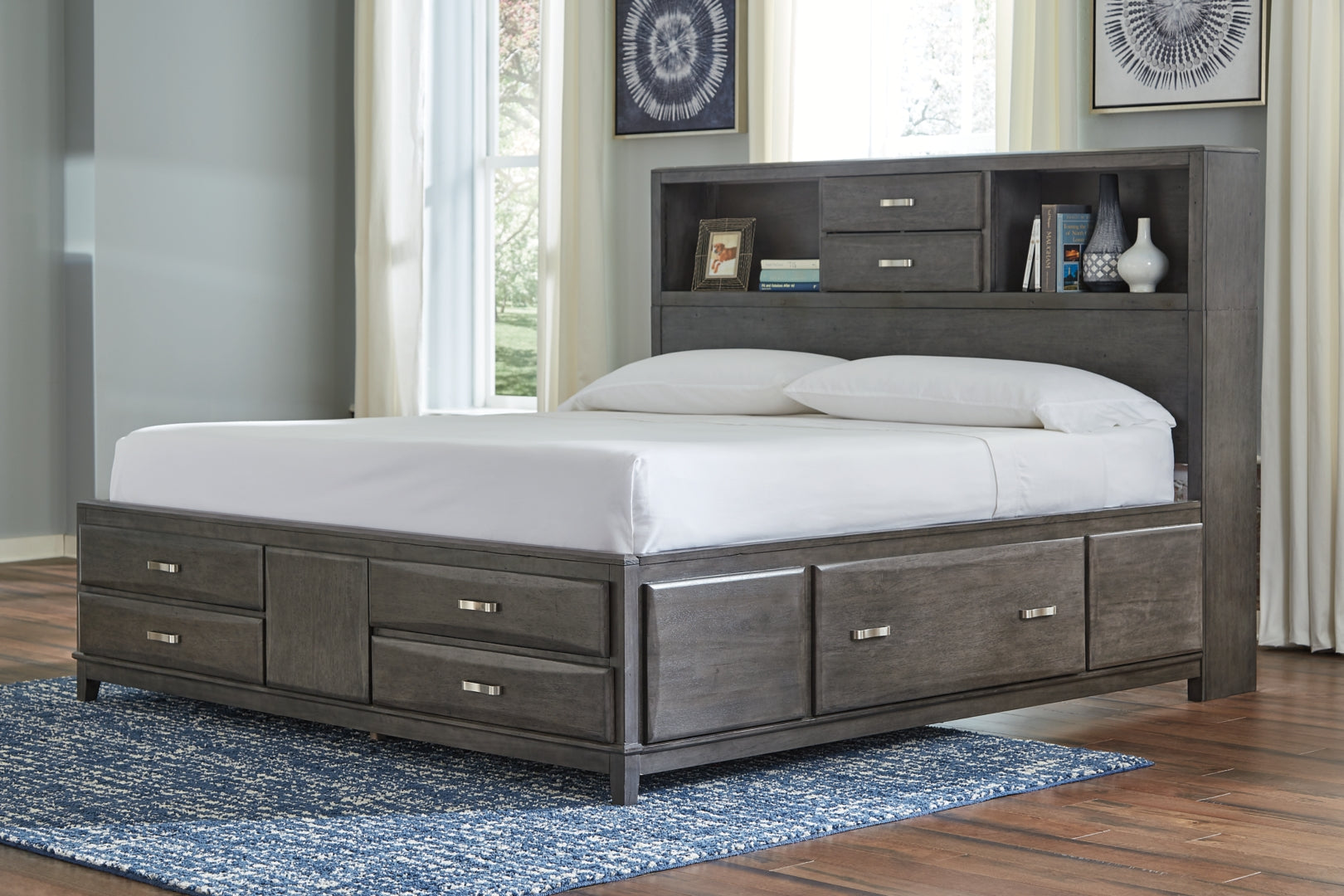 Caitbrook Queen Storage Bed with 8 Storage Drawers with Dresser