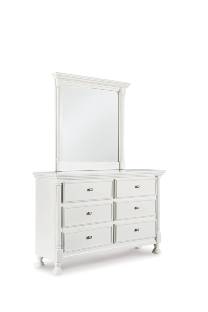 Kaslyn Queen Panel Headboard Bed with Mirrored Dresser, Chest and Nightstand